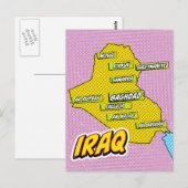 Irak kaart geïllustreerd met Pop Art (Voorkant / Achterkant)