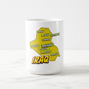 Irak kaart geïllustreerd met Pop Art Koffiemok