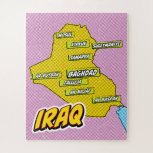 Irak kaart geïllustreerd met Pop Art Legpuzzel