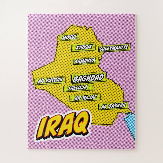 Irak kaart geïllustreerd met Pop Art Legpuzzel (Verticaal)