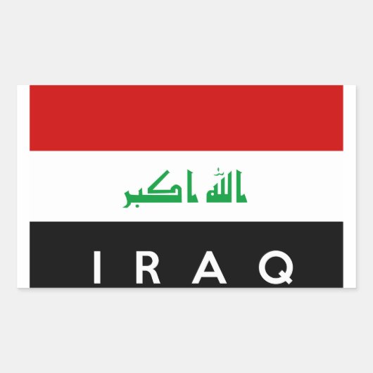 irak land vlag symbool naam tekst rechthoekige sticker (Voorkant)
