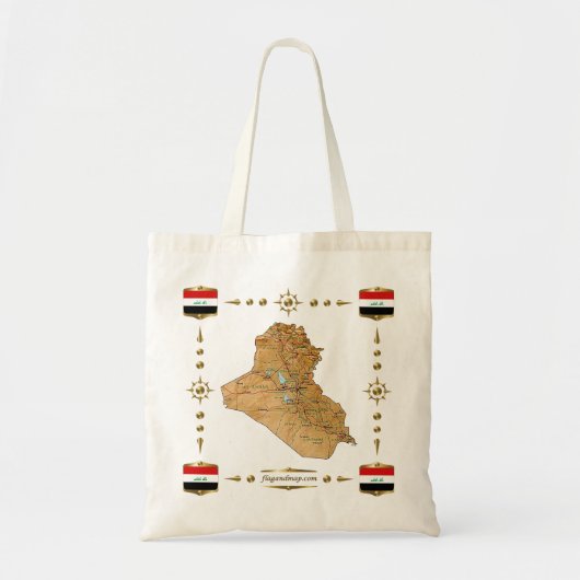 Irak Map + Flags Bag Tote Bag (Voorkant)