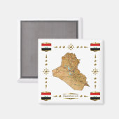 Irak Map + Flags Magnet (Voorkant / Achterkant)