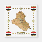 Irak Map + Flags Magnet (Voorkant)