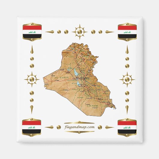 Irak Map + Flags Magnet (Voorkant)