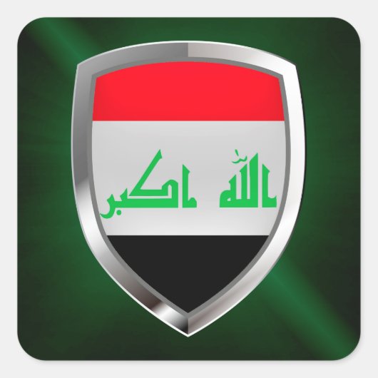 Irak Metallic Emblem Vierkante Sticker (Voorkant)
