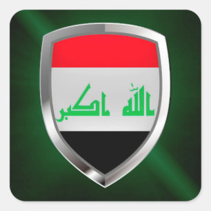 Irak Metallic Emblem Vierkante Sticker
