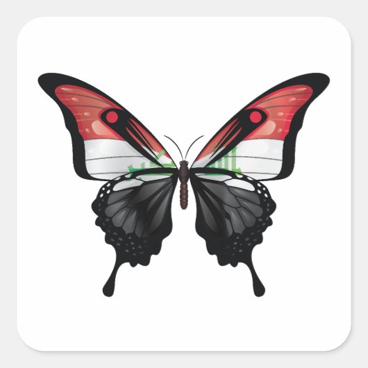 Irak Swallowtail Vlinder Vlag Vierkante Sticker (Voorkant)