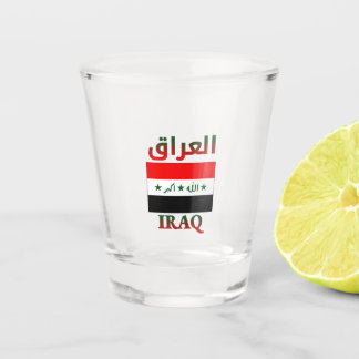 Irak Vlag العراق Arabische & Engelse WordArt Shot Glas