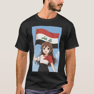 Irak Vlag Anime Heldin grappig T-shirt