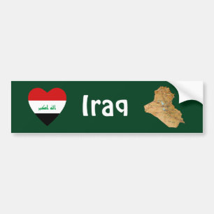 Irak Vlag Hart + Landkaart Bumpersticker