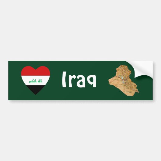 Irak Vlag Hart + Landkaart Bumpersticker (Voorkant)