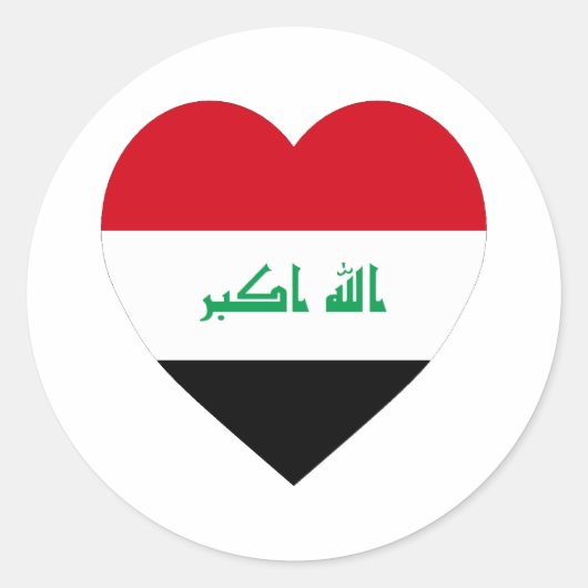Irak Vlag Hart Ronde Sticker (Voorkant)