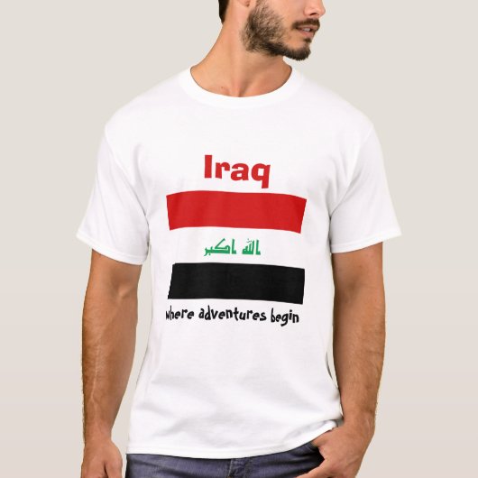 Irak Vlag + Kaart + Tekst T-shirt (Voorkant)