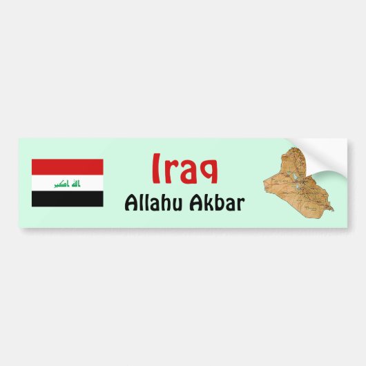 Irak Vlag + Landkaart Bumpersticker (Voorkant)