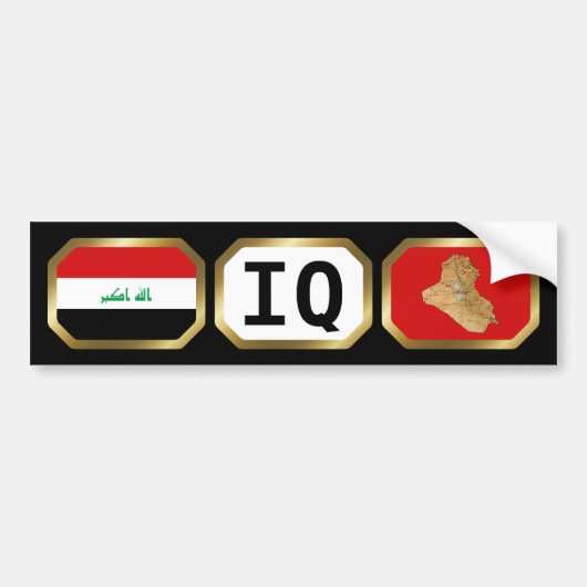 Irak Vlag Landkaart Code Bumpersticker (Voorkant)