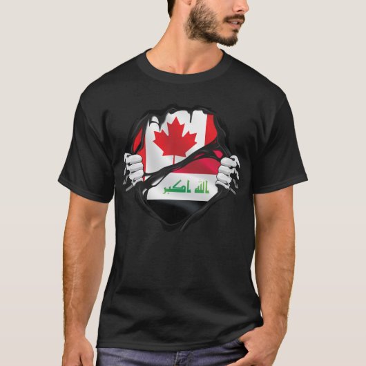 Irakese Canadese handen riepen rots vlag T-shirt (Voorkant)