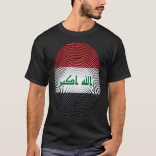 Irakese Vlag Vingerafdruk Patriottisch Grafisch T- T-shirt