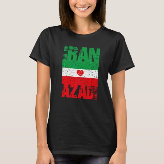 Iran Azadi Free Iran Heart Flag Freedom Quote T-shirt (Voorkant)
