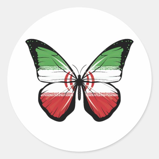 Iran Butterfly vlag Ronde Sticker (Voorkant)