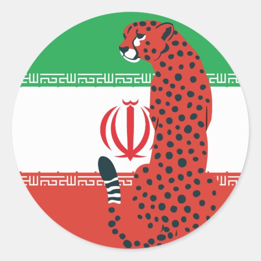 Iran Cheetah Iraanse nationale dierenvlag Ronde Sticker (Voorkant)