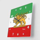 Iran Clock, Perzische vlag met Lion, Shah of Iran Vierkante Klok (Hoek)