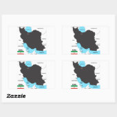iran country map vlag rechthoekige sticker (Vel)