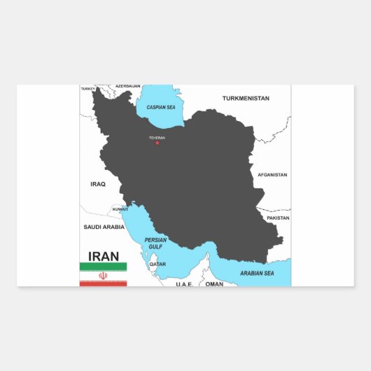 iran country map vlag rechthoekige sticker (Voorkant)