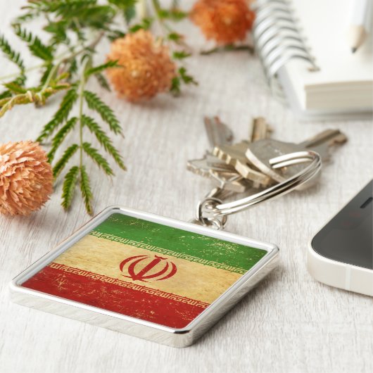 Iran Flag Design Metal Sleutelhanger (Zijkant)