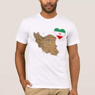 Iran Flag Heart en Map T-Shirt