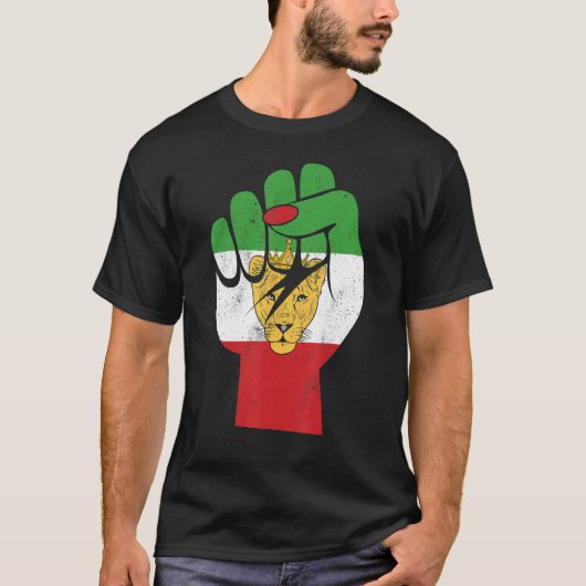Iran flag, Iranian Lion Symbol, Iranian Lioness, F T-shirt (Voorkant)