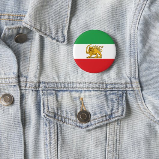 Iran Flag Lion And Sun Shah of Iran Flag Button (In situ)