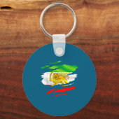 Iran Flag Map Lion Sun Artwork Sleutelhanger (Voorkant)