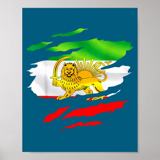 Iran Flag Map Lion Sun Awareness Support Poster (Voorkant)