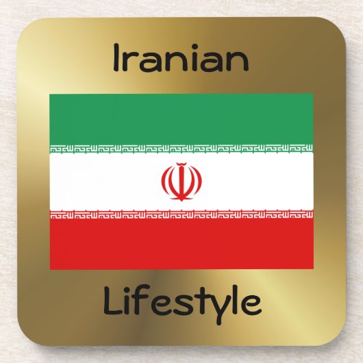 Iran Flag+Text Onderzetter (Voorkant)