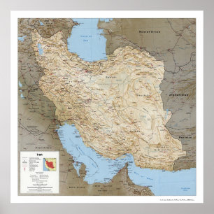Iran Gedetailleerde kaart 1991 Poster