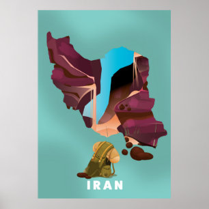 Iran geïllustreerde reisposterprint poster