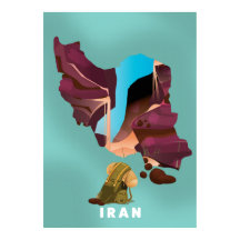 Iran geïllustreerde reisposterprint