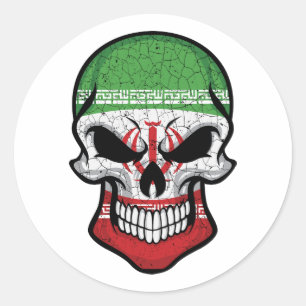 Iran glimlachende schedelvlag ronde sticker