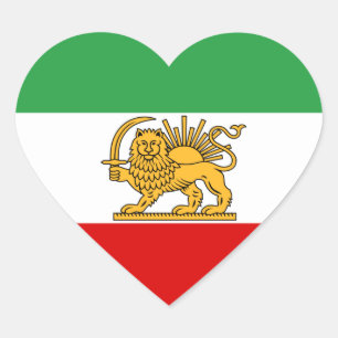 Iran Hart, Perzische vlag met Leeuw, Shah van Iran Hart Sticker