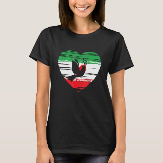 Iran hartsymbool vlag Iraanse vredesvrijheid vrij T-shirt (Voorkant)