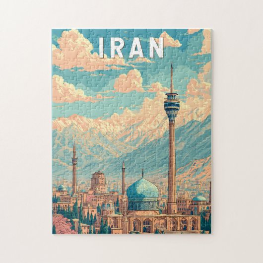 Iran Illustratie Reis Kunst Vintage Legpuzzel (Verticaal)