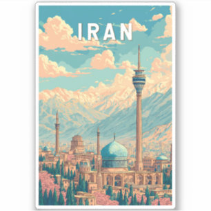 Iran Illustratie Reis Kunst Vintage Sticker