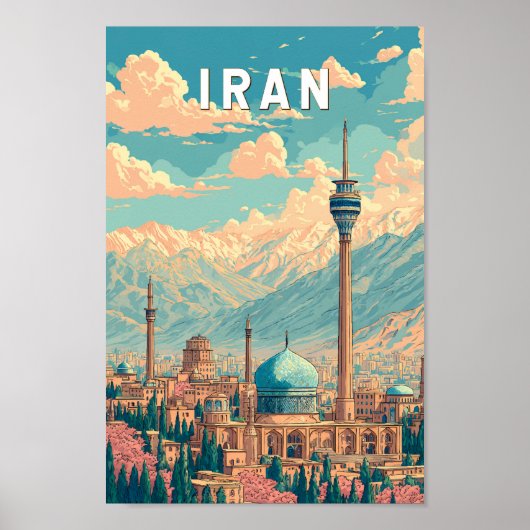 Iran Illustration Travel Art Vintage Poster (Voorkant)