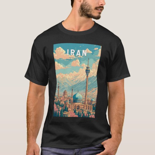 Iran Illustration Travel Art Vintage T-shirt (Voorkant)