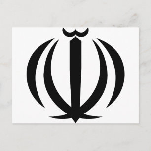 Iran IR, vlag, wapenschild, vlagkaart Briefkaart