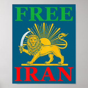 Iran Iraanse Vlag Leeuw Achter Illustratie Poster
