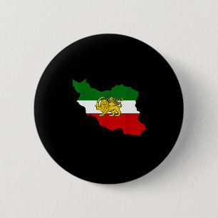 Iran Kaart Leeuw En Zon Perzisch Pahlavi Vlag Ronde Button 5,7 Cm