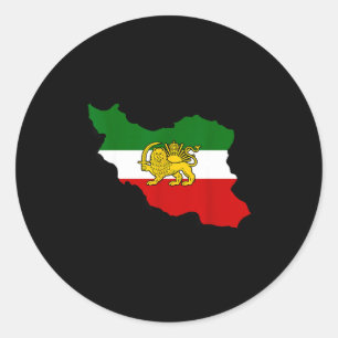 Iran Kaart Leeuw En Zon Perzisch Pahlavi Vlag  Ronde Sticker
