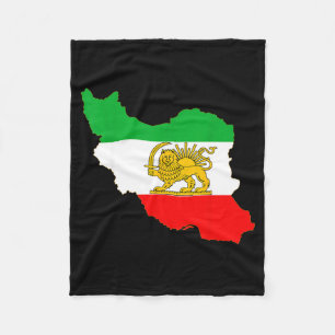 Iran kaart met leeuw en zon symbool, Perzische vla Fleece Deken